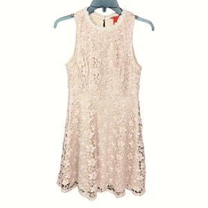 Chelsea & Violet Dress Pastel Pink Lace Overlay Sleeveless Small Junior